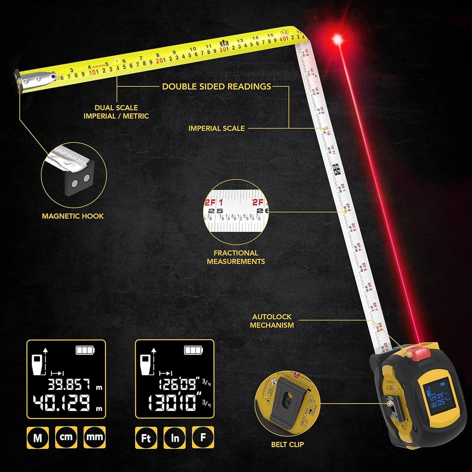 Hadoni™ 3-in-1 Digital Laser Measuring Tape