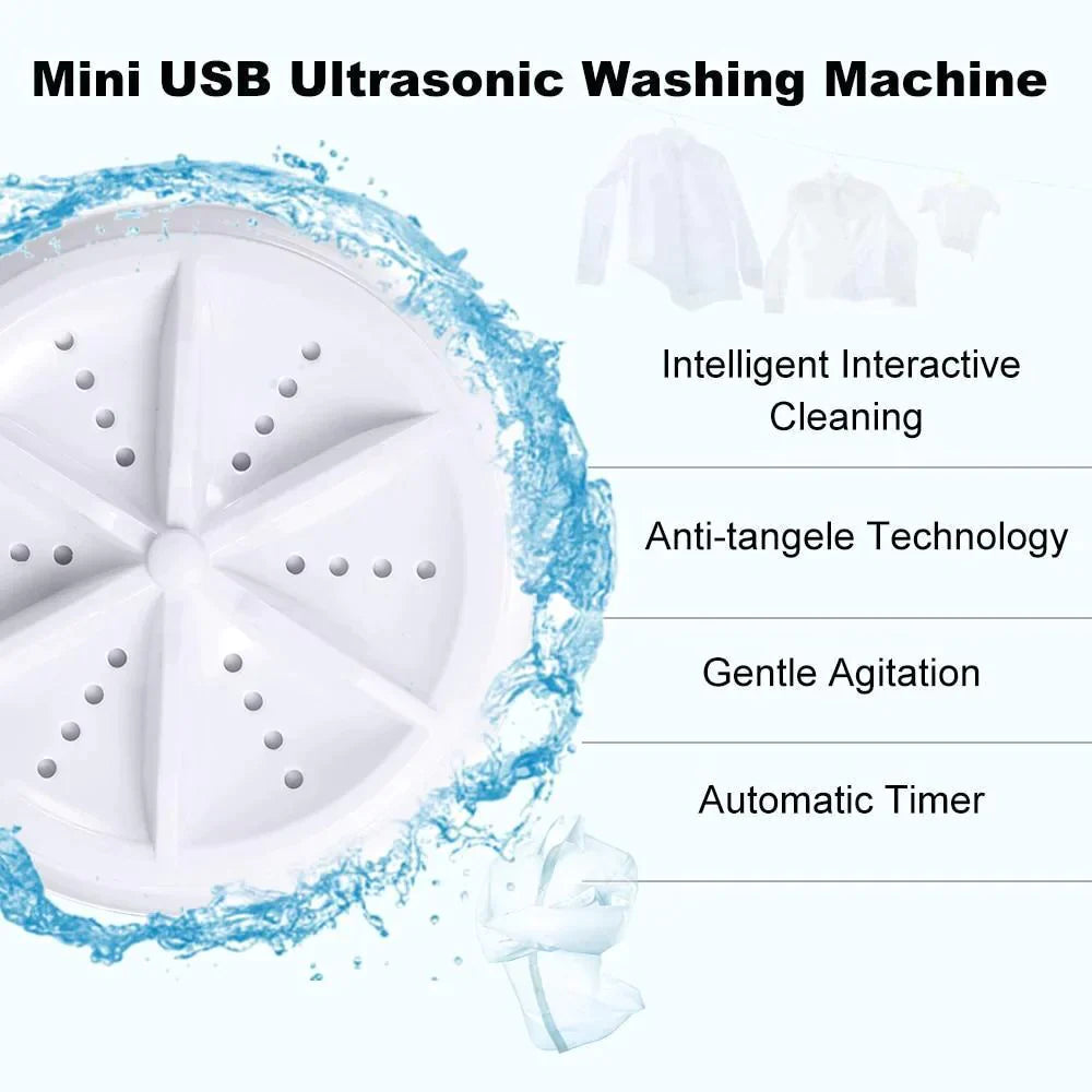 2 in 1 Portable Mini Ultrasonic Washing Machine