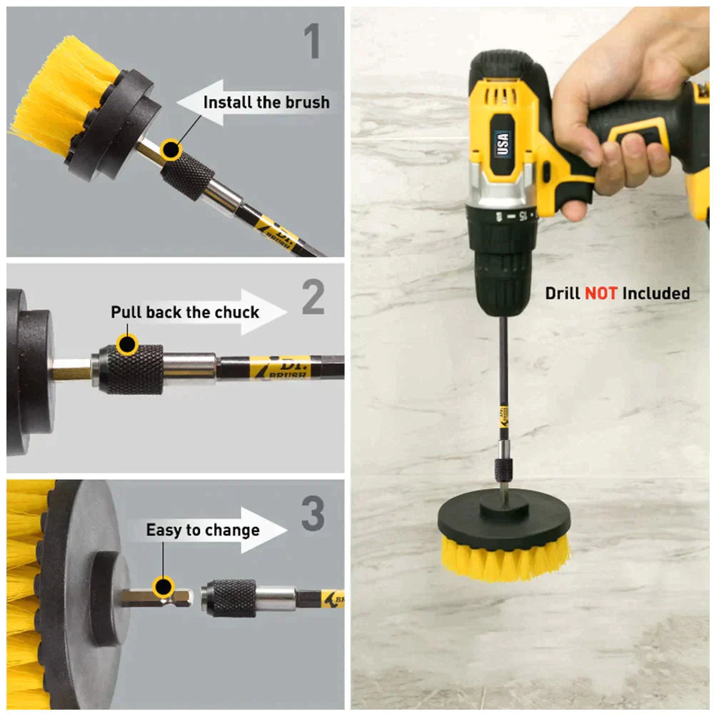 3-Piece Drill Brush Attachment Set