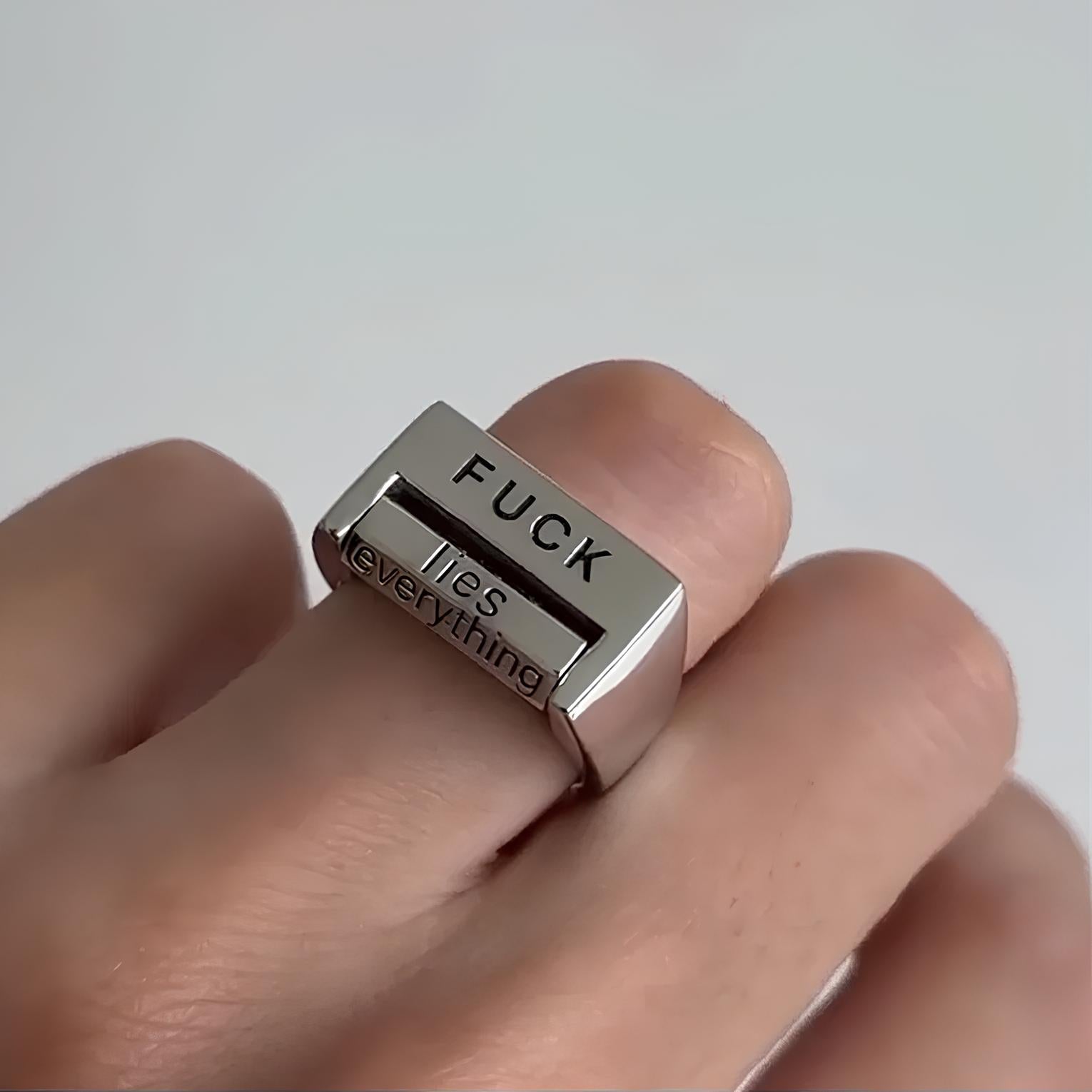 Rotatable Funny FUCK Mood Control Ring