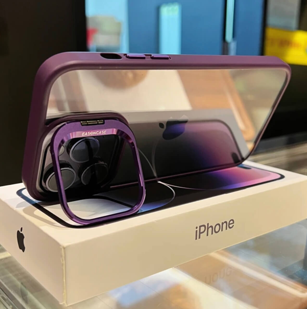 Transparent Cell Phone Holder + Lens Film Combo Cell Phone Case