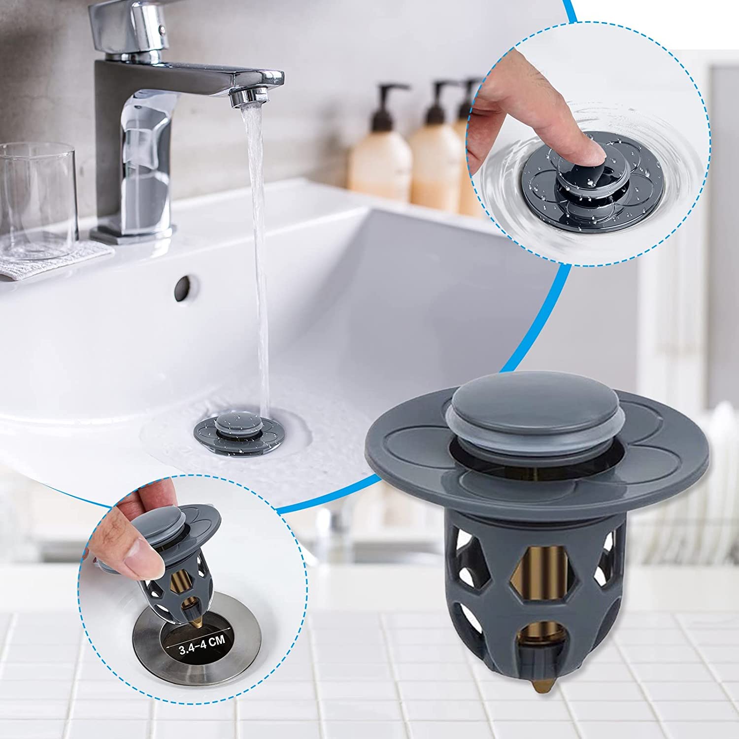 Premium Anti-Clogging Pop-Up Sink Drain Filter